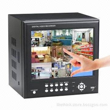 8CH Standalone DVRs with 8-inch Touch Digital TFT Monitor (4:3) and 8CH Audio, Video Input